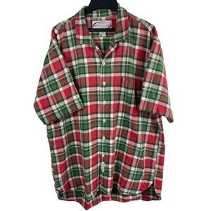 VTG 90s Y2K Abercrombie & Fitch Red Green Plaid Short Sleeve Button Up Shirt M
